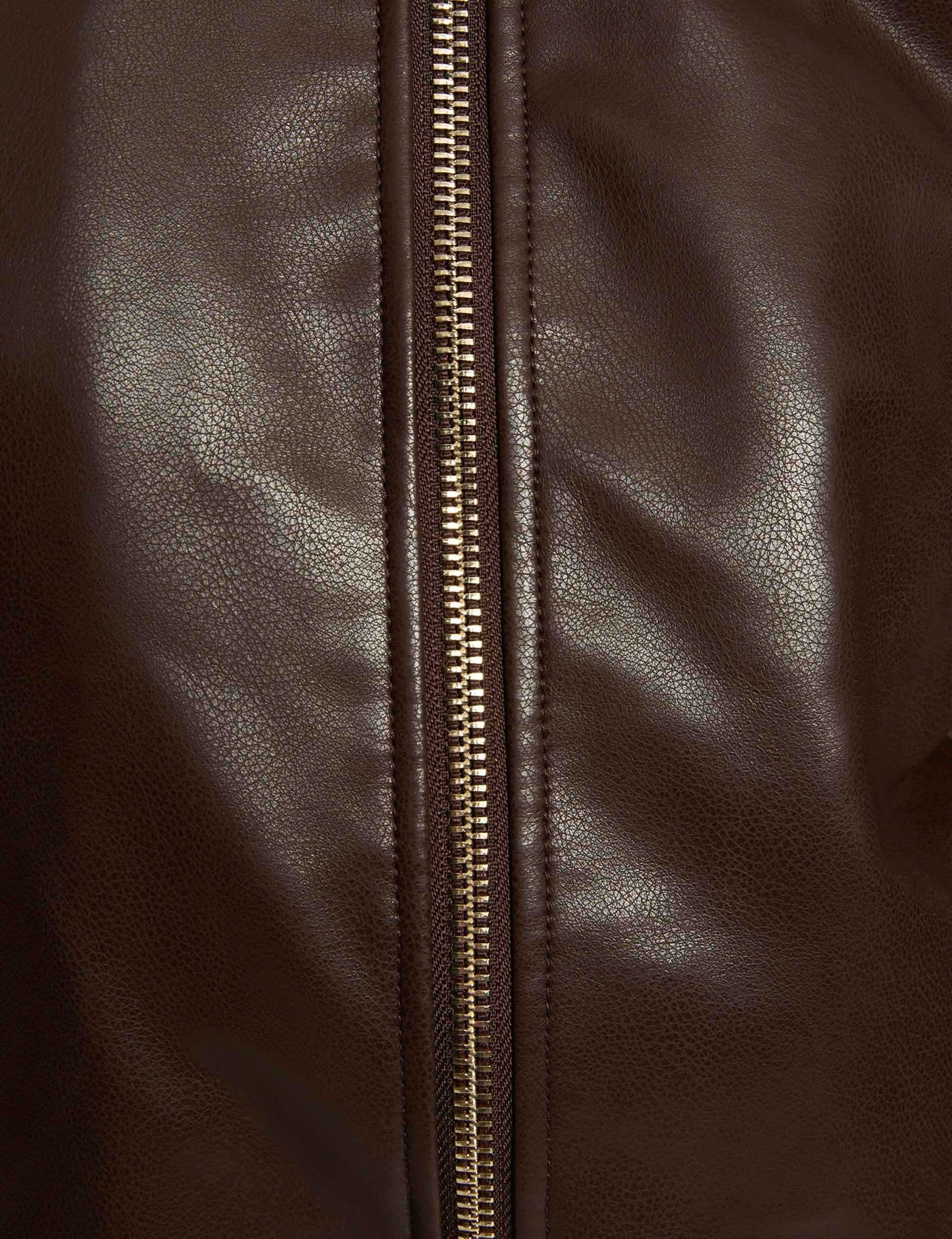 short jacket with fur collar dark brown women null