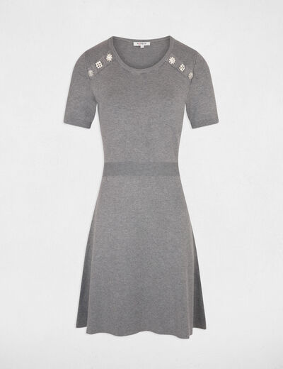 A-line mini knitted dress anthracite grey ladies'