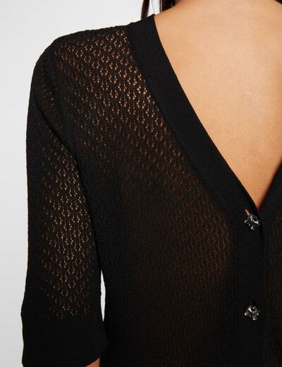 Cardigan 3/4-length sleeves black ladies'
