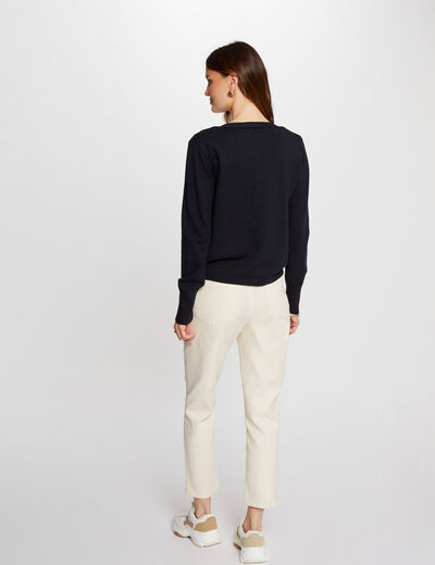 Jumper V-neck zipped details navy women