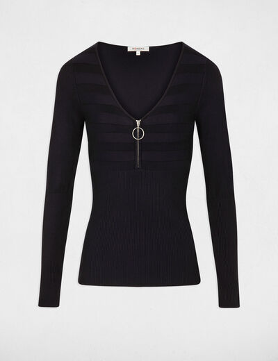 Long-sleeved jumper with zipped detail navy women