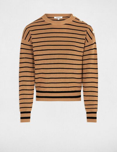 Long-sleeved striped jumper camel women