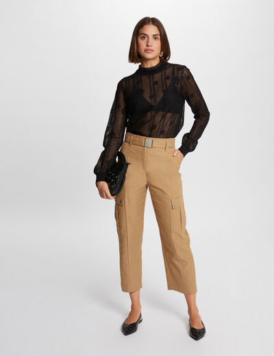Cropped cargo trousers beige ladies'