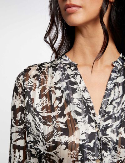 Long-sleeved shirt floral print ivory ladies'