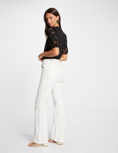 High-waisted straight jeans ecru ladies'