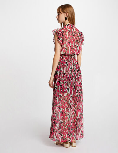 Printed waisted maxi dress multicolored women