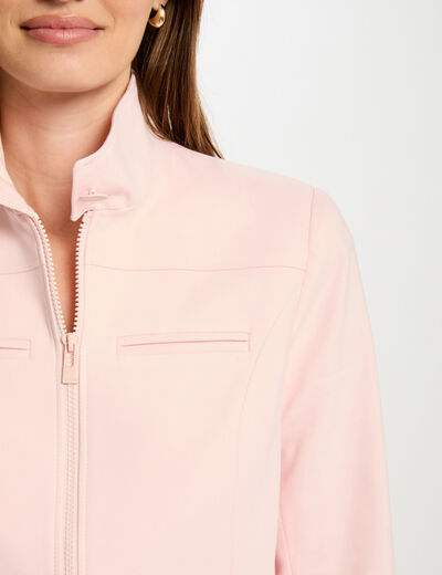 Veste cintrée zippée rose pale femme