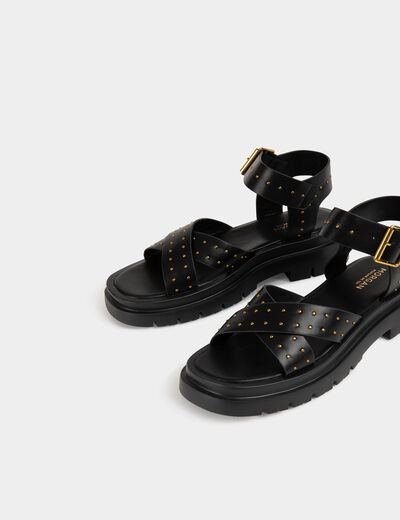 Sandals with studs black ladies'