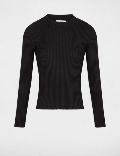 Ribbed jumper high collar black women