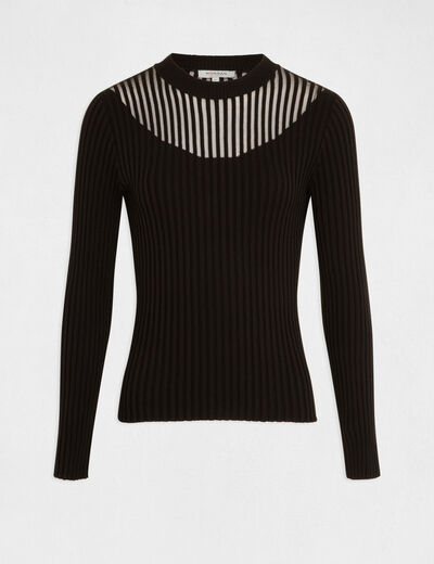 Long-sleeved jumper with high collar black women