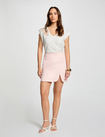 Mini skirt with slit pale pink ladies'