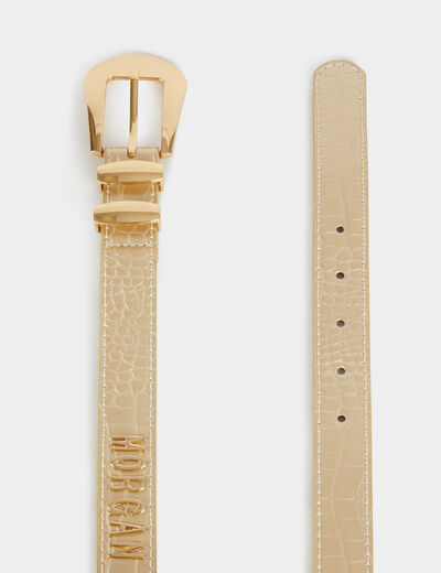 Croc belt with Morgan logo gold yellow women