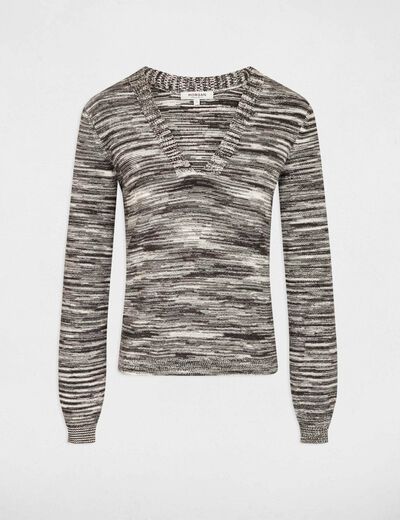 Long-sleeved jumper V-neck black ladies'