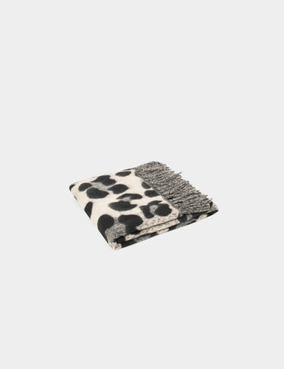 Scarf with leopard print mid-grey women