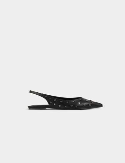 Sandales slingback à clous noir femme