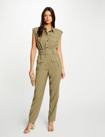 Fitted jumpsuit khaki green ladies'