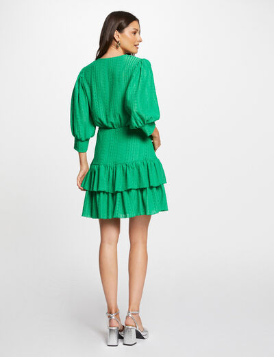 Embroidered A-line mini dress green ladies'