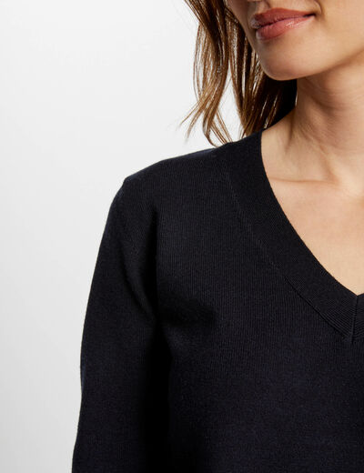 Jumper V-neck zipped details navy women