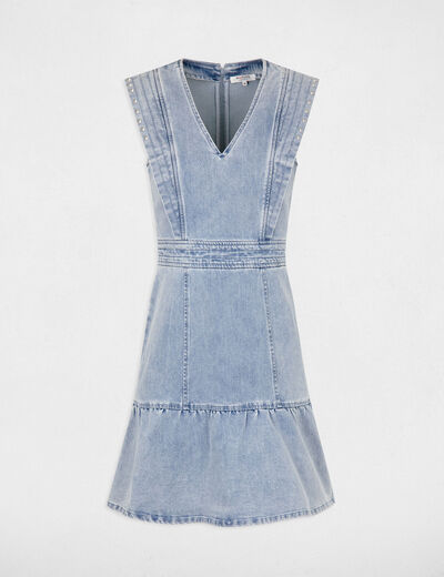 Mini skater denim dress jean bleached women