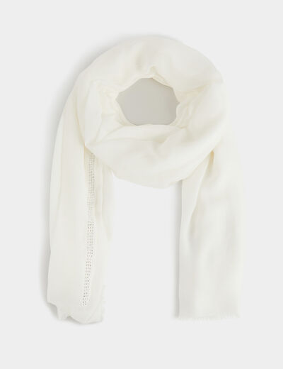 Scarf with rhinestones ivory women