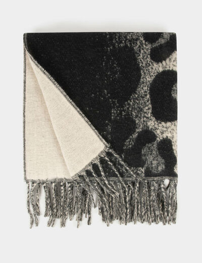 Scarf with leopard print mid-grey women