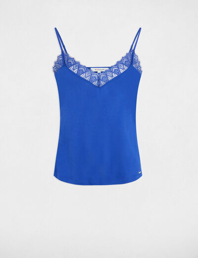 Vest top in lace electric blue ladies'
