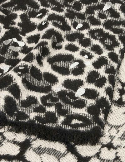 Scarf with leopard print mid-grey women