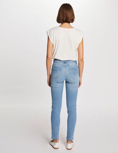 Standard waisted slim jeans jean bleached ladies'