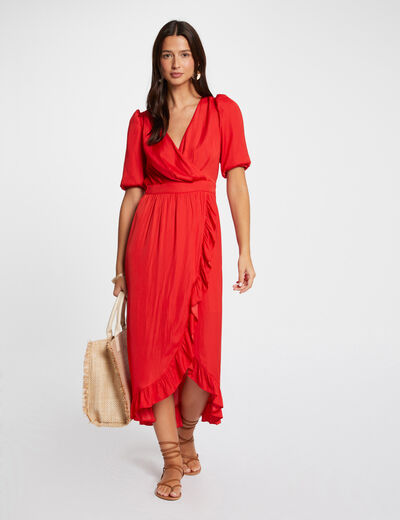 Maxi wrap dress dark orange women