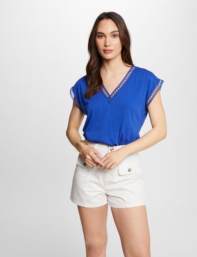 T-shirt manches courtes bleu electrique femme