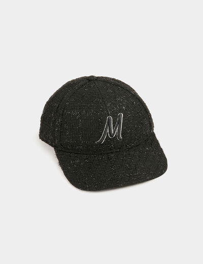 M tweed cap black ladies'