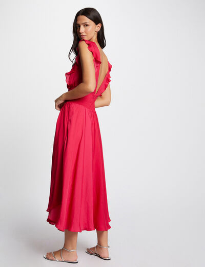 Maxi A-line dress with smocked waist raspberry ladies