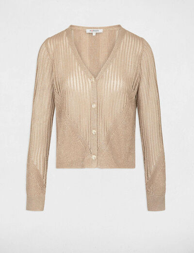 Openwork long-sleeved cardigan gold ladies'