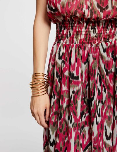 Printed waisted maxi dress multicolored women