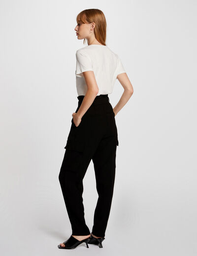 Belted peg trousers black ladies'