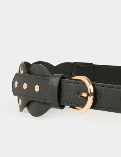 Elasticised belt with studs black ladies'