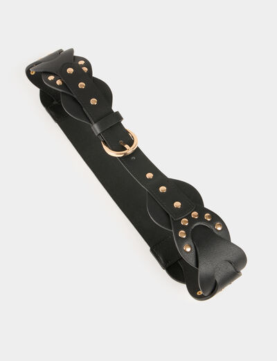 Elasticised belt with studs black women