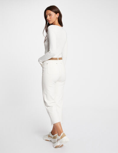 Long-sleeved jumper with zipped detail ecru women