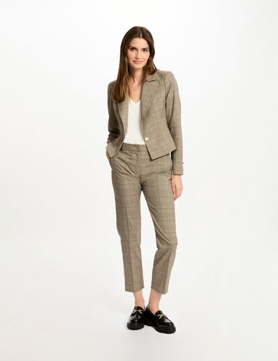 Fitted trousers check print multicolored women