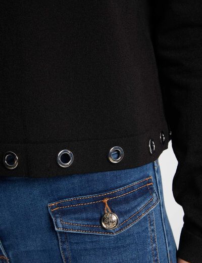 Long-sleeved jumper eyelets black women