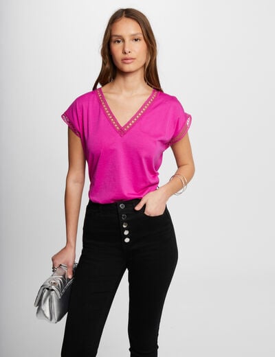 Short-sleeved t-shirt dark pink women