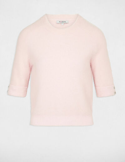 Short-sleeved jumper pink women