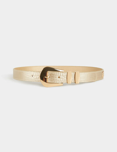 Croc belt with Morgan logo gold yellow women