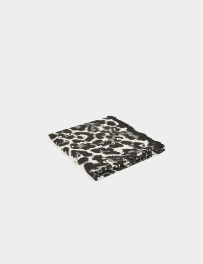 Scarf with leopard print mid-grey women