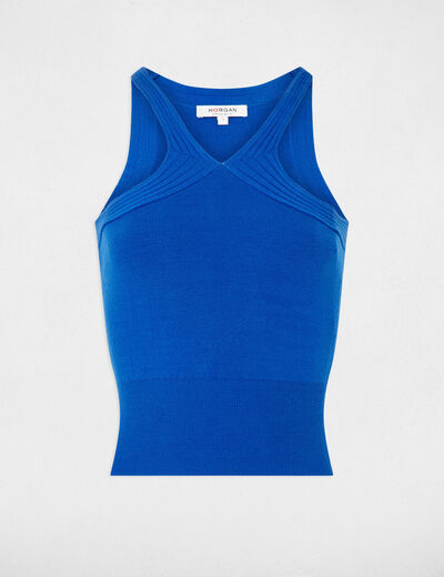 Knitted top with straps electric blue ladies'
