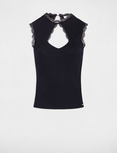 Sleeveless t-shirt navy ladies'