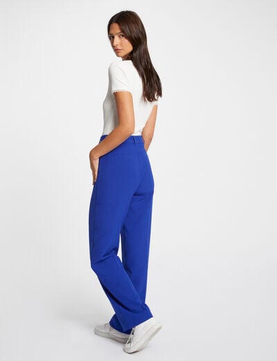 Pantalon droit à pinces bleu electrique femme