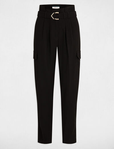 Belted peg trousers black ladies'