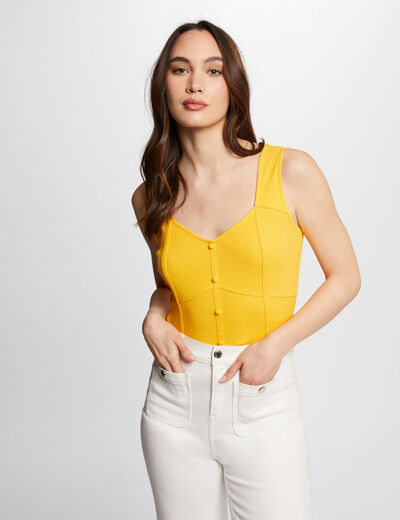 Ribbed vest top ochre women