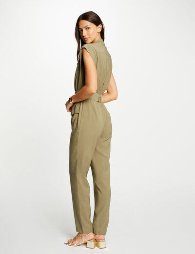 Fitted jumpsuit khaki green women